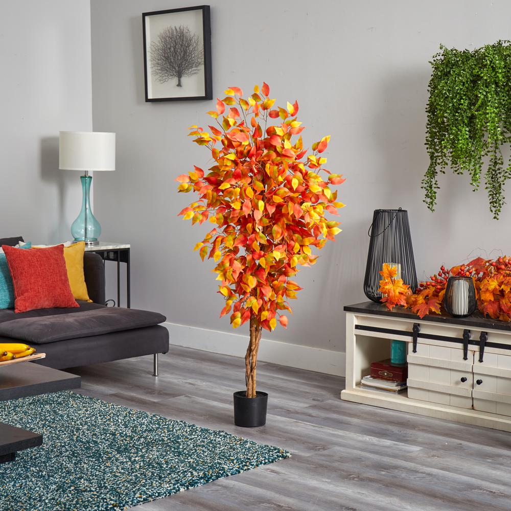 5ft. Autumn Ficus Artificial Fall Tree. Picture 3