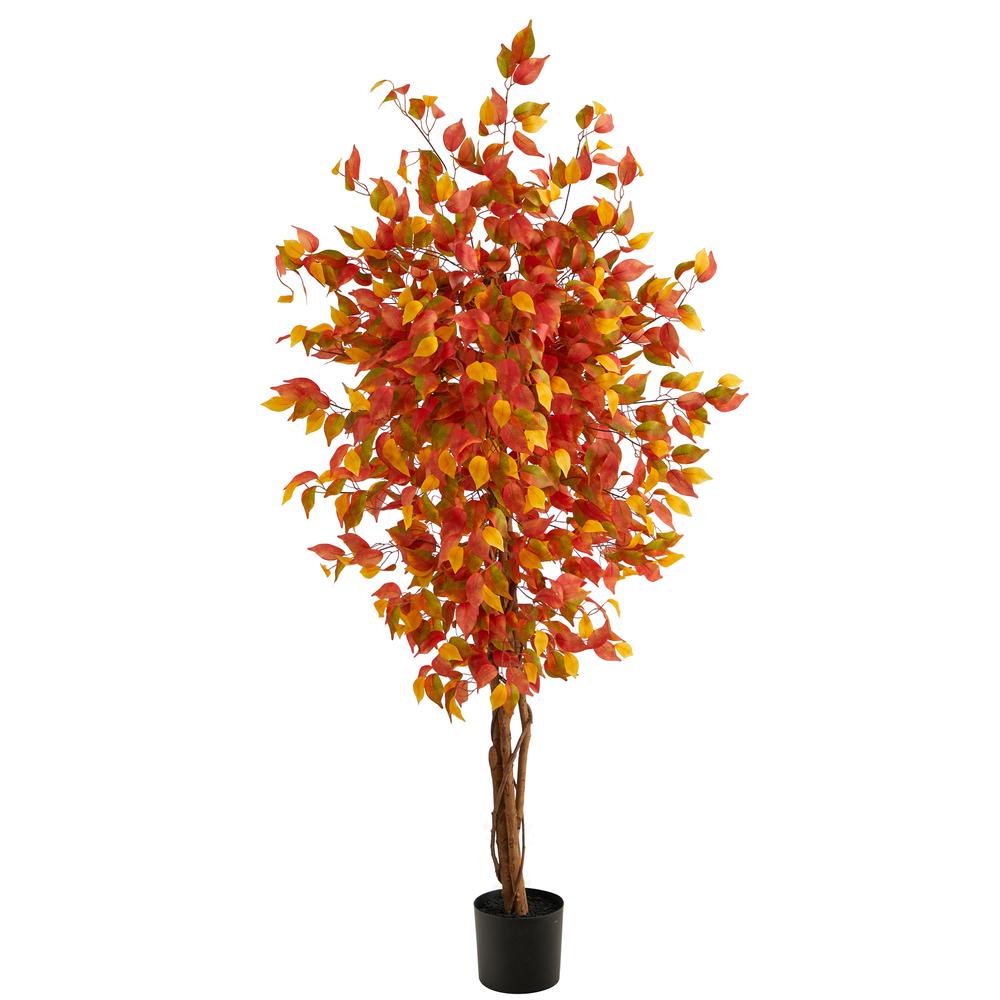6ft. Autumn Ficus Artificial Fall Tree. Picture 1