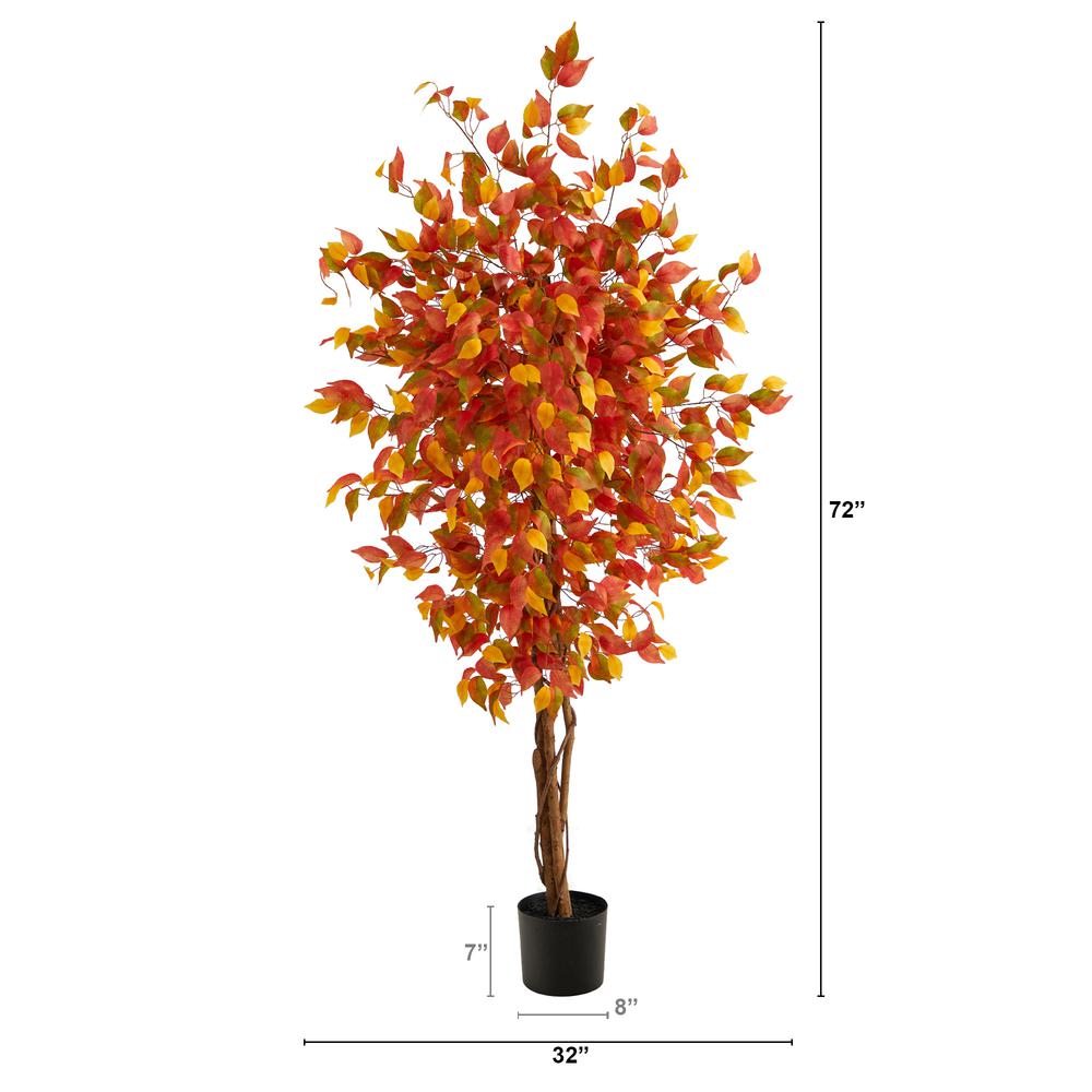 6ft. Autumn Ficus Artificial Fall Tree. Picture 2