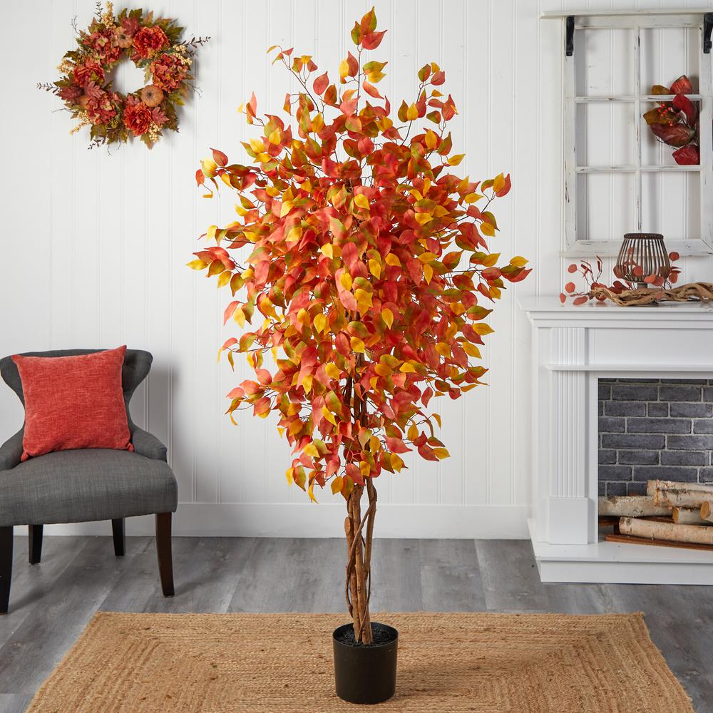 6ft. Autumn Ficus Artificial Fall Tree. Picture 3