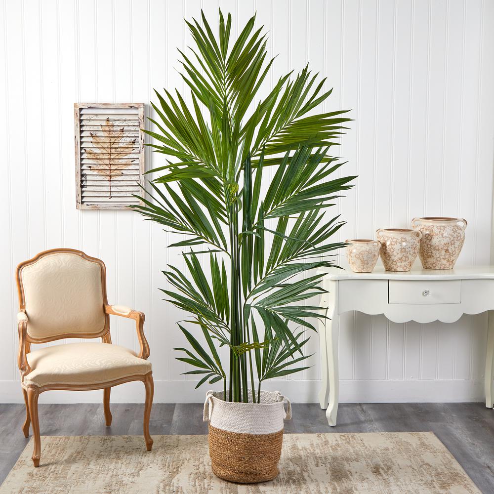 7ft. Kentia Artificial Palm in Handmade Natural Jute and Cotton Planter. Picture 3