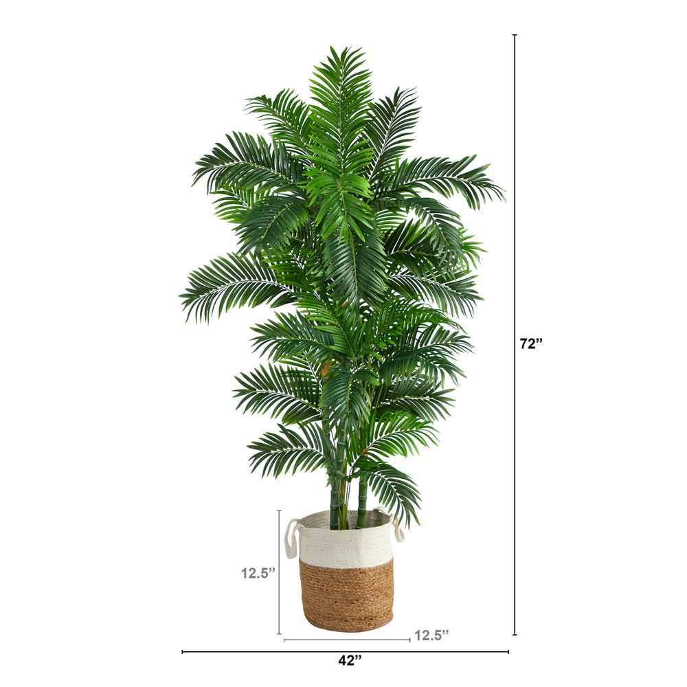 Curvy Parlor Artificial Palm Tree in Handmade Natural Jute and Cotton Planter. Picture 2