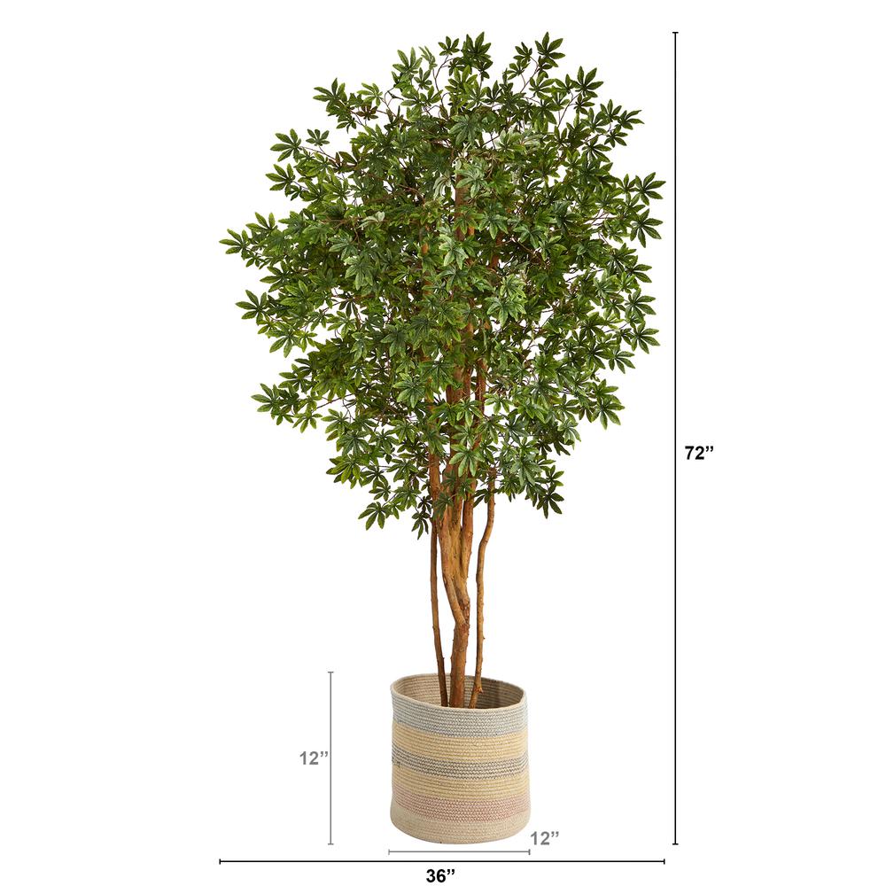 Japanese Maple Artificial Tree in Handmade Natural Cotton Woven Planter. Picture 2