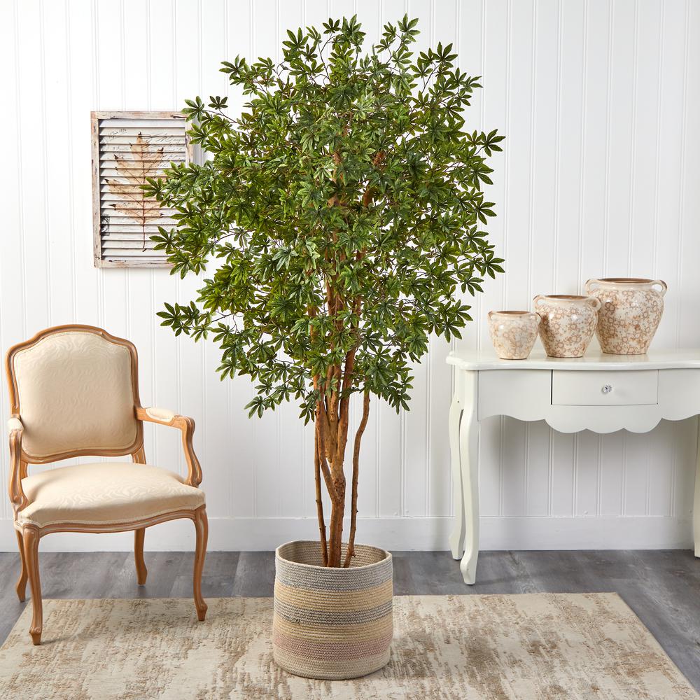 Japanese Maple Artificial Tree in Handmade Natural Cotton Woven Planter. Picture 3