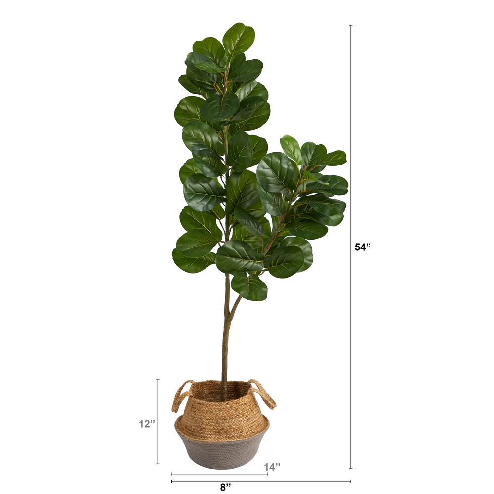 4.5ft. Fiddle Leaf Fig Artificial Tree with Boho Chic Handmade Cotton. Picture 2