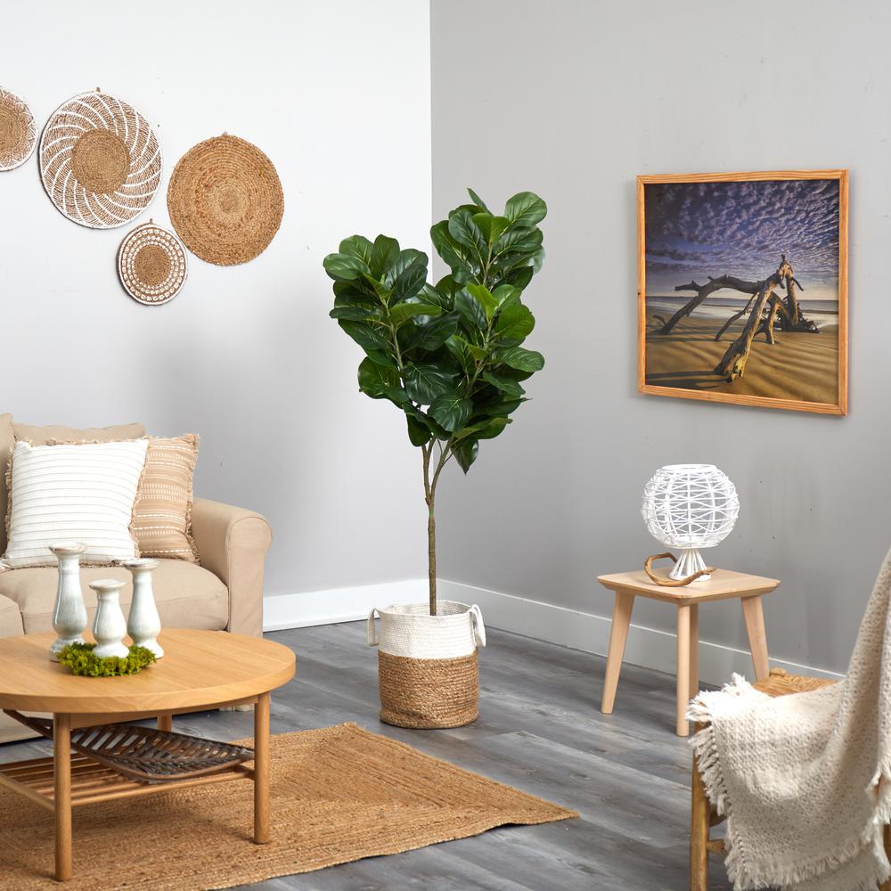 6ft. Fiddle Leaf Fig Artificial Tree in Handmade Natural Jute and Cotton Planter. Picture 3