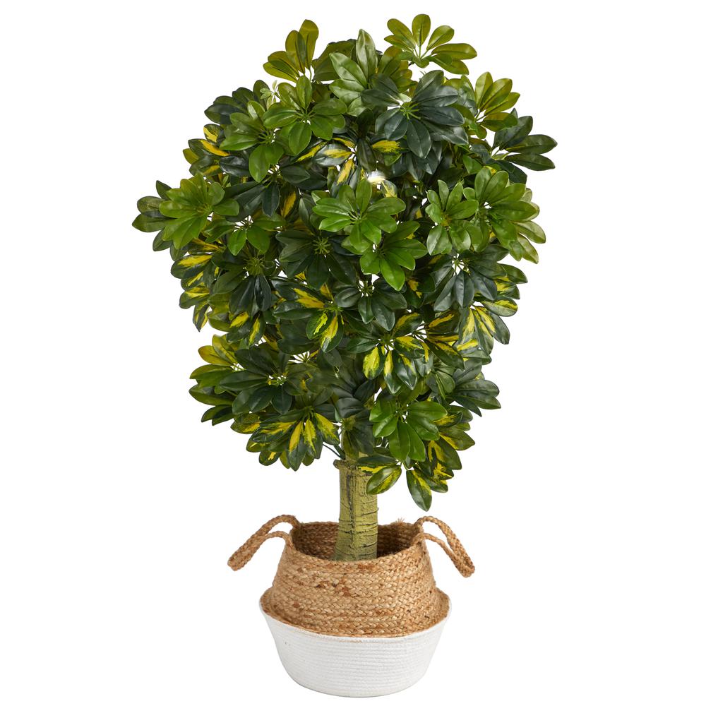 Schefflera Artificial Tree in Boho Chic Handmade Cotton. Picture 1
