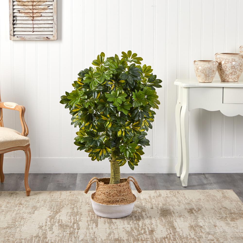 Schefflera Artificial Tree in Boho Chic Handmade Cotton. Picture 3