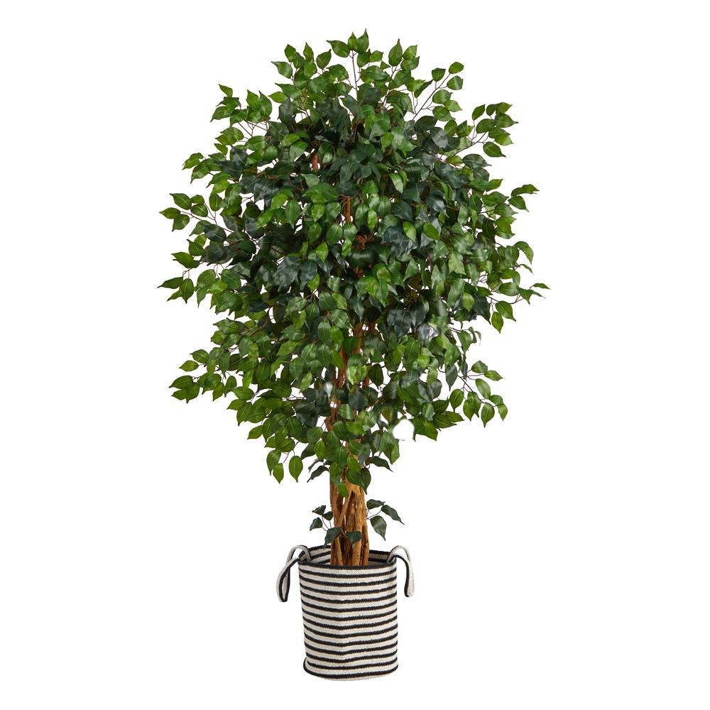 5.Palace Ficus Artificial Tree in Handmade Black and White Planter. Picture 1