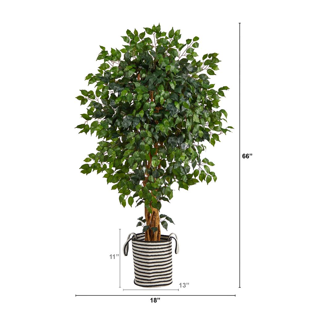 5.Palace Ficus Artificial Tree in Handmade Black and White Planter. Picture 2