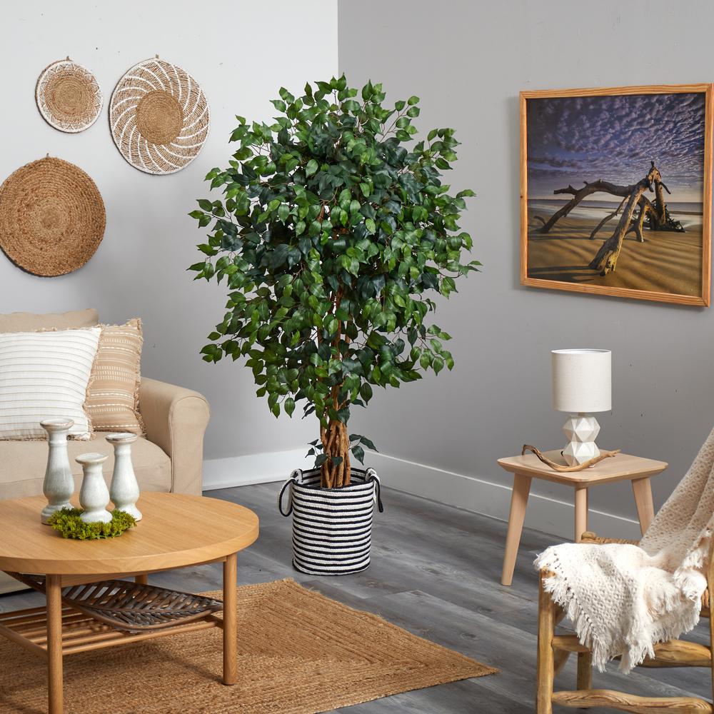 5.Palace Ficus Artificial Tree in Handmade Black and White Planter. Picture 4