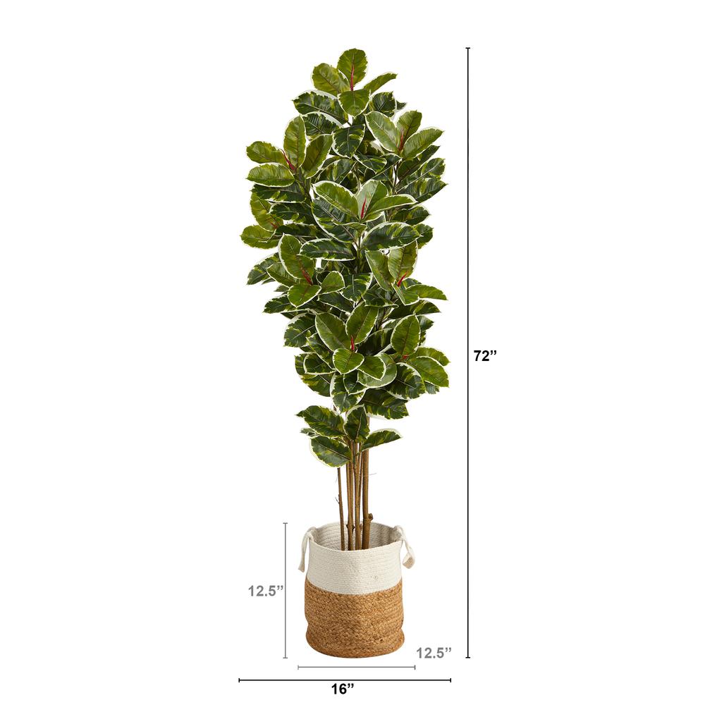 6ft. Oak Artificial Tree in Handmade Natural Jute and Cotton Planter. Picture 2