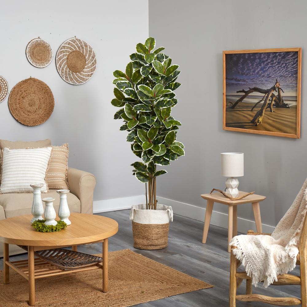 6ft. Oak Artificial Tree in Handmade Natural Jute and Cotton Planter. Picture 4