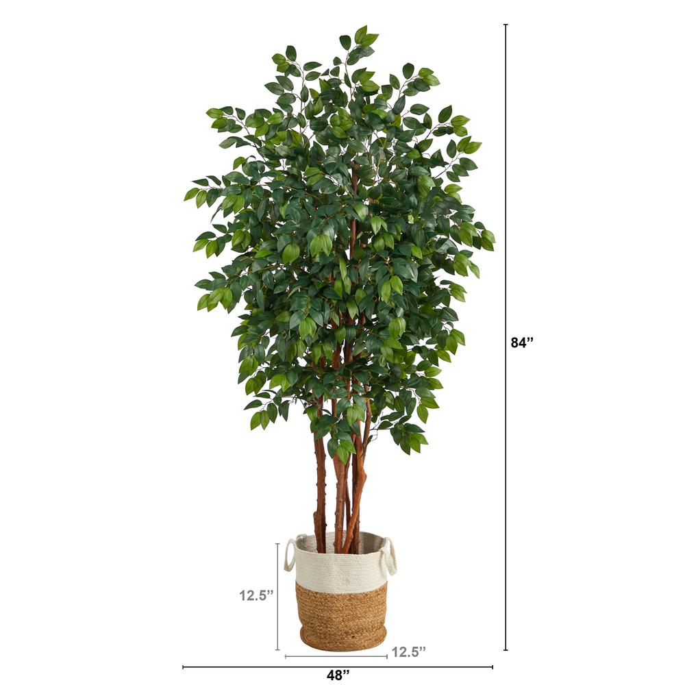 7ft. Sakaki Artificial Tree in Handmade Natural Jute and Cotton Planter. Picture 2