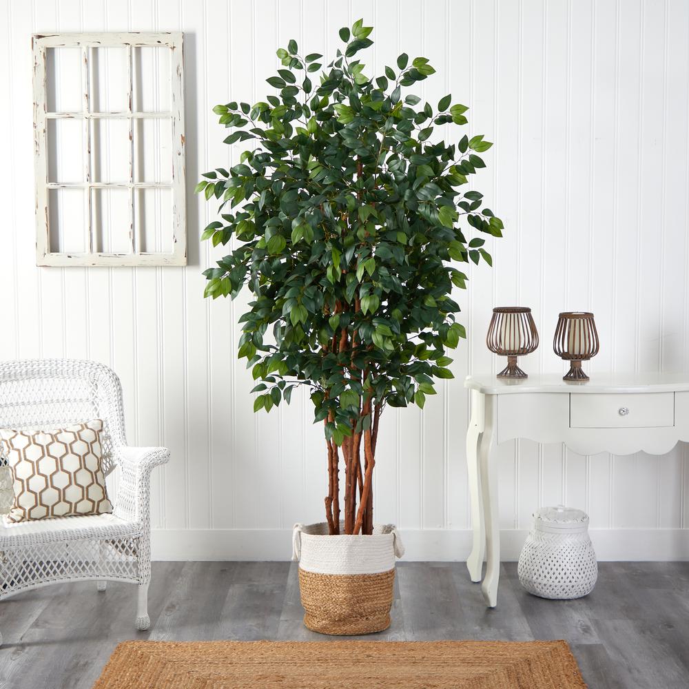 7ft. Sakaki Artificial Tree in Handmade Natural Jute and Cotton Planter. Picture 3