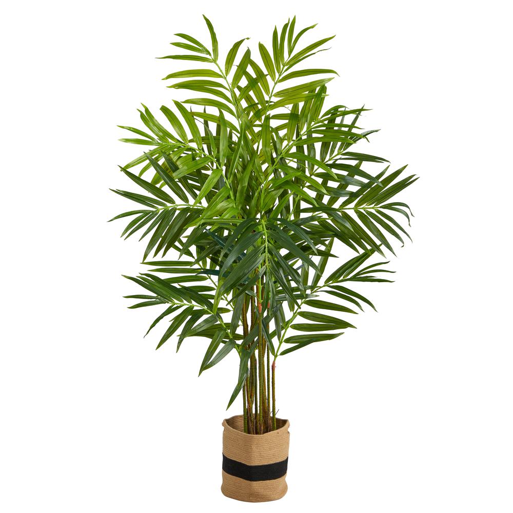 8ft. King Palm Artificial Tree in Handmade Natural Jute and Cotton Planter. Picture 1