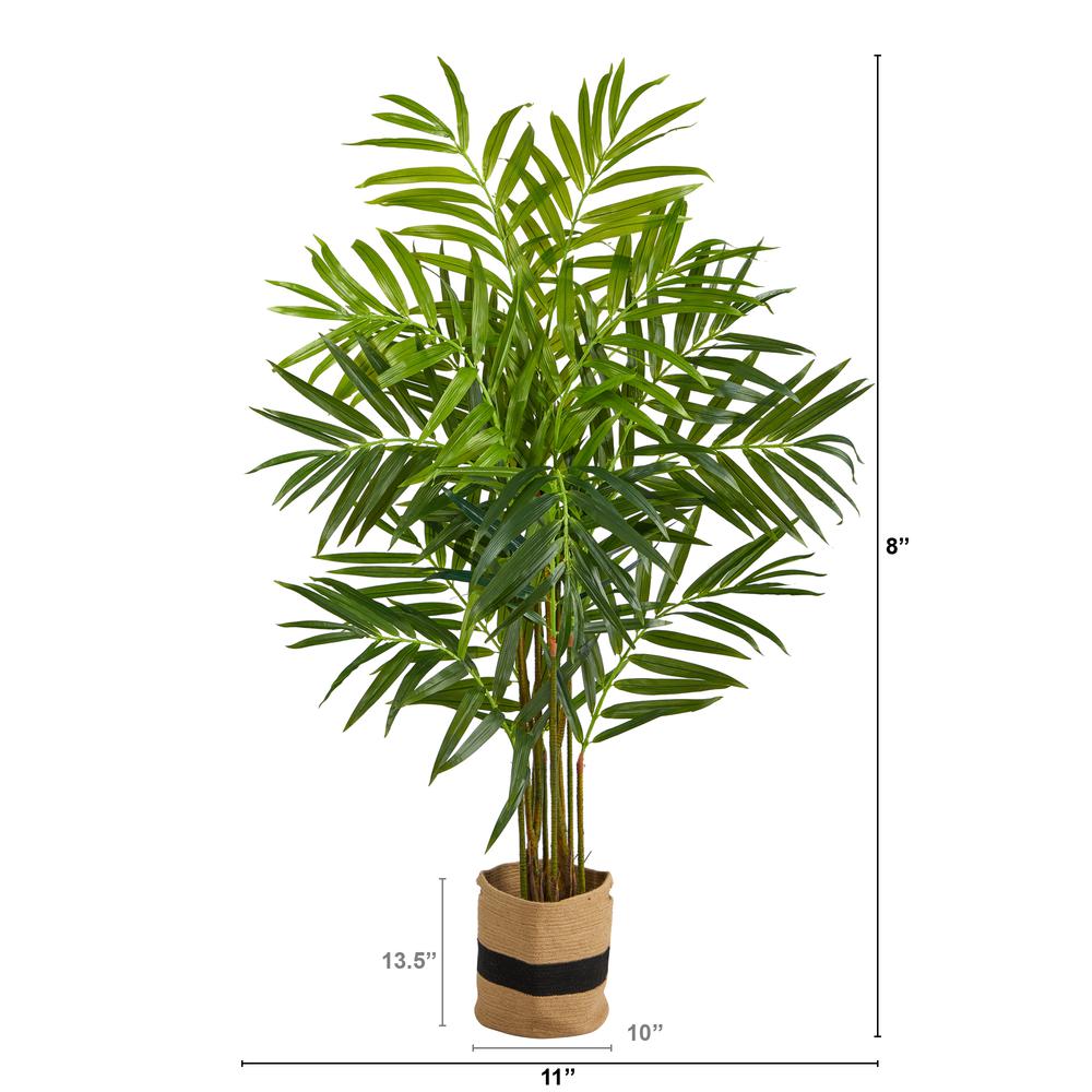 8ft. King Palm Artificial Tree in Handmade Natural Jute and Cotton Planter. Picture 2
