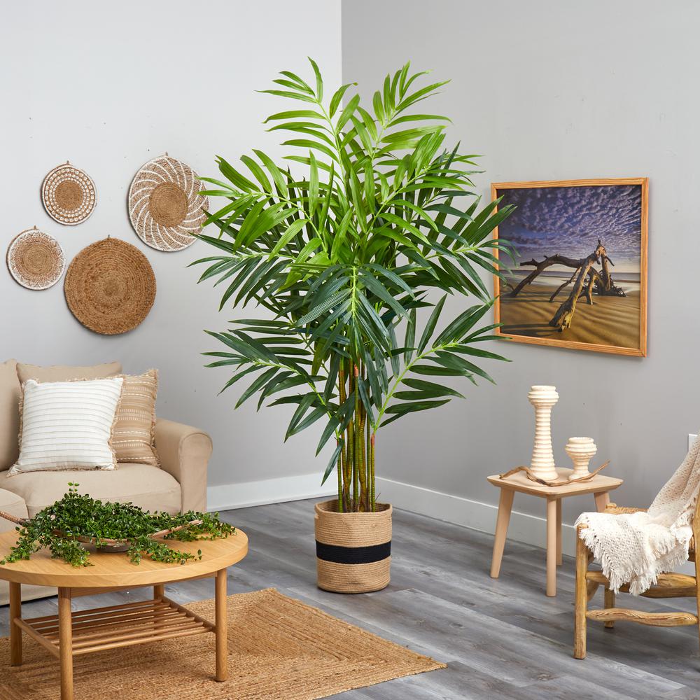 8ft. King Palm Artificial Tree in Handmade Natural Jute and Cotton Planter. Picture 4
