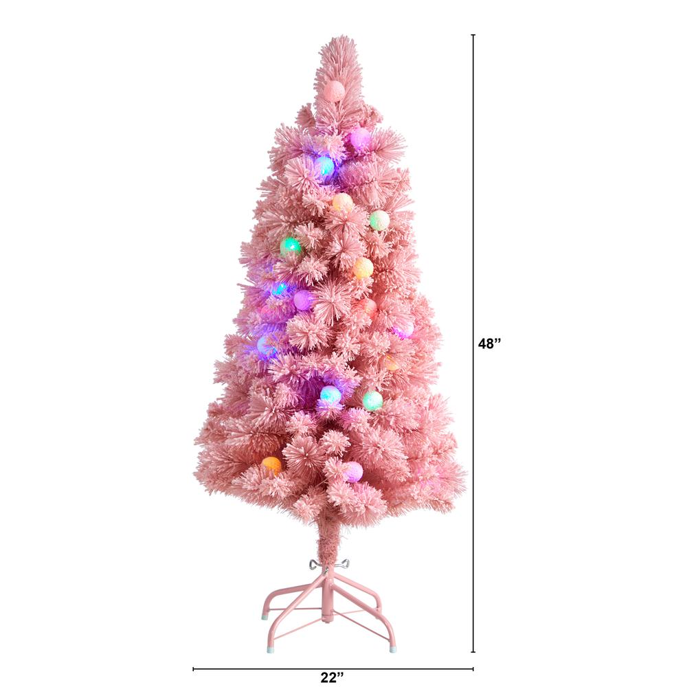 4ft. Holiday Frosted Pink Cashmere Artificial Christmas Tree with 30 Jumbo Multicolored Globe LED Lights. Picture 1