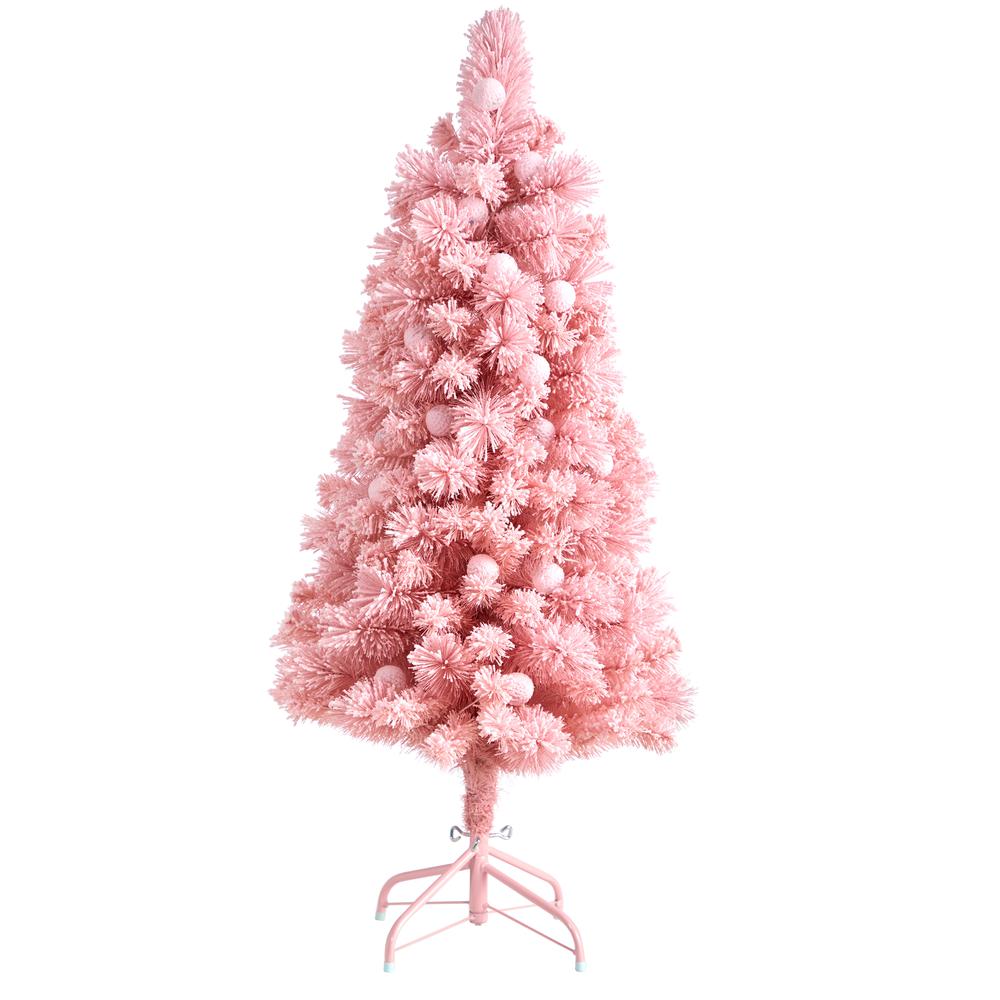 4ft. Holiday Frosted Pink Cashmere Artificial Christmas Tree with 30 Jumbo Multicolored Globe LED Lights. Picture 3
