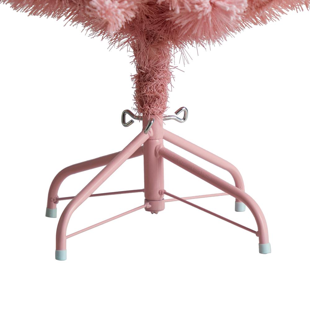 4ft. Holiday Frosted Pink Cashmere Artificial Christmas Tree with 30 Jumbo Multicolored Globe LED Lights. Picture 5