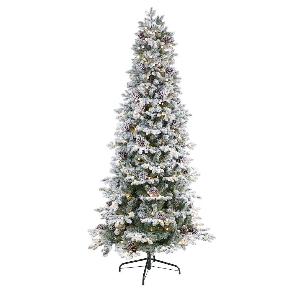 7.5ft. Flocked Alaskan Pre-Lit Artificial Christmas Tree 350 LED Lights. Picture 1