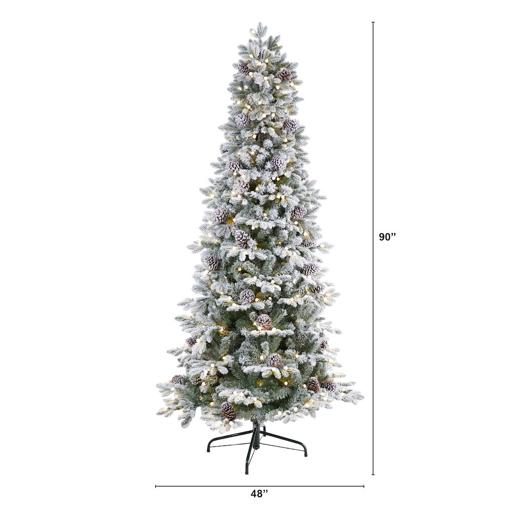 7.5ft. Flocked Alaskan Pre-Lit Artificial Christmas Tree 350 LED Lights. Picture 2