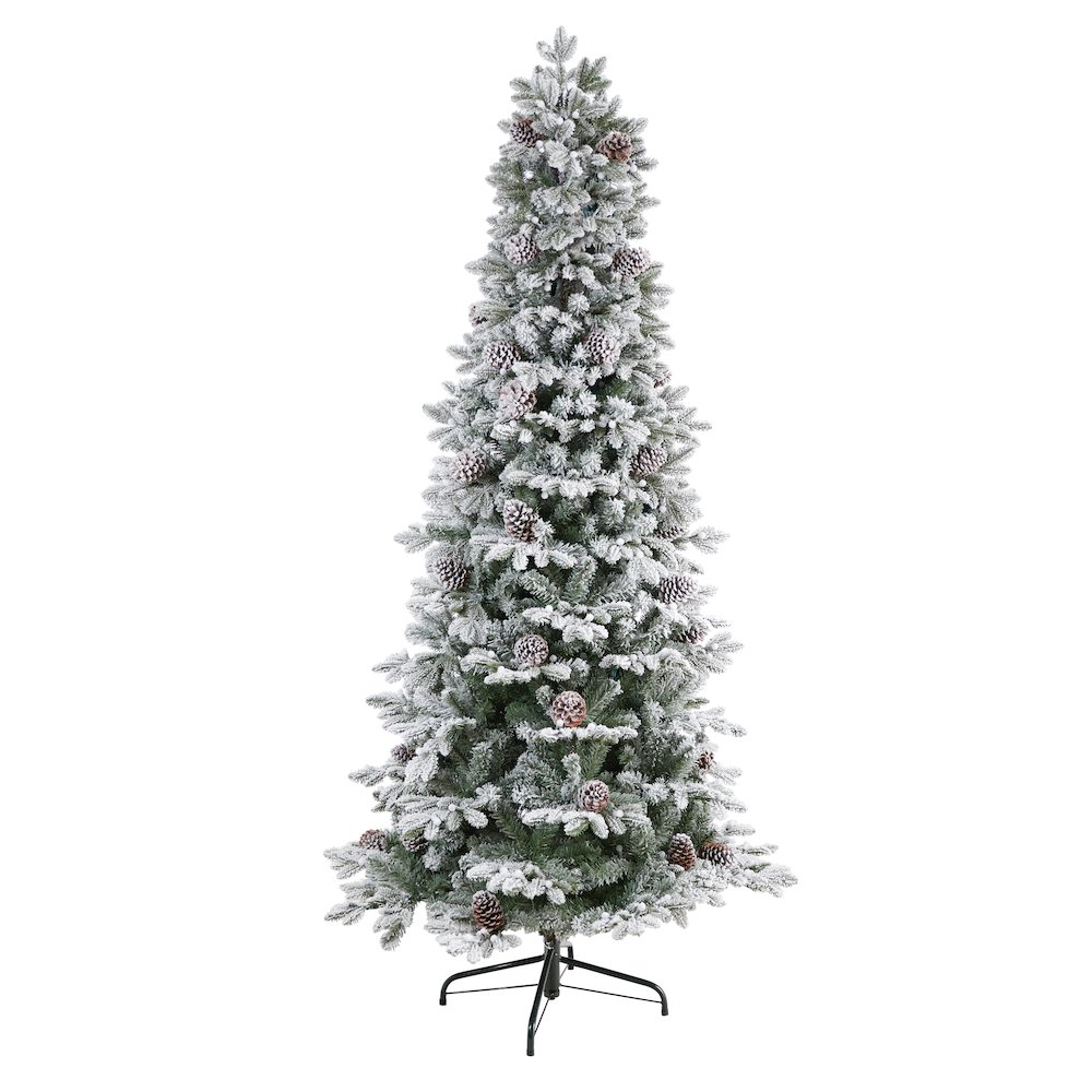 7.5ft. Flocked Alaskan Pre-Lit Artificial Christmas Tree 350 LED Lights. Picture 3