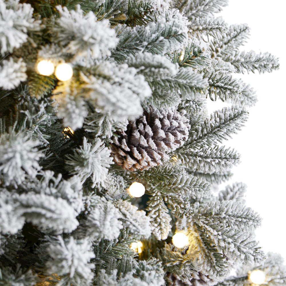 7.5ft. Flocked Alaskan Pre-Lit Artificial Christmas Tree 350 LED Lights. Picture 4