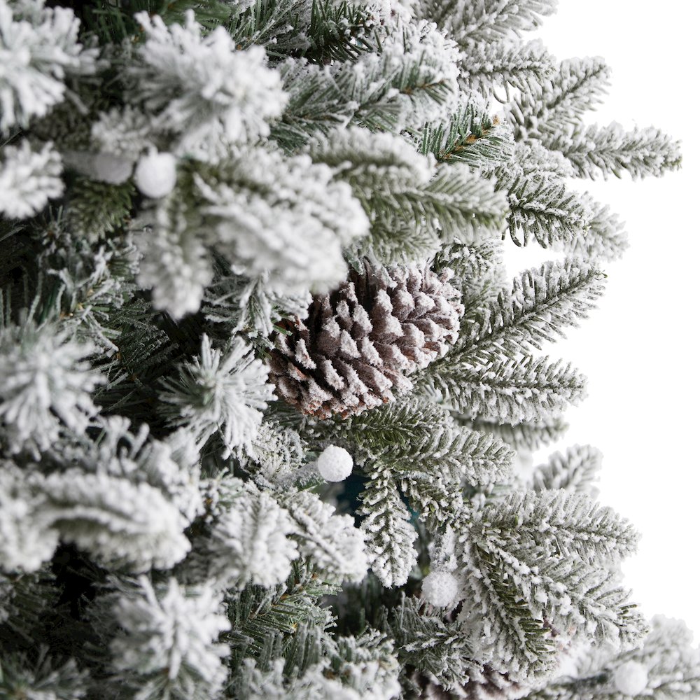 7.5ft. Flocked Alaskan Pre-Lit Artificial Christmas Tree 350 LED Lights. Picture 5