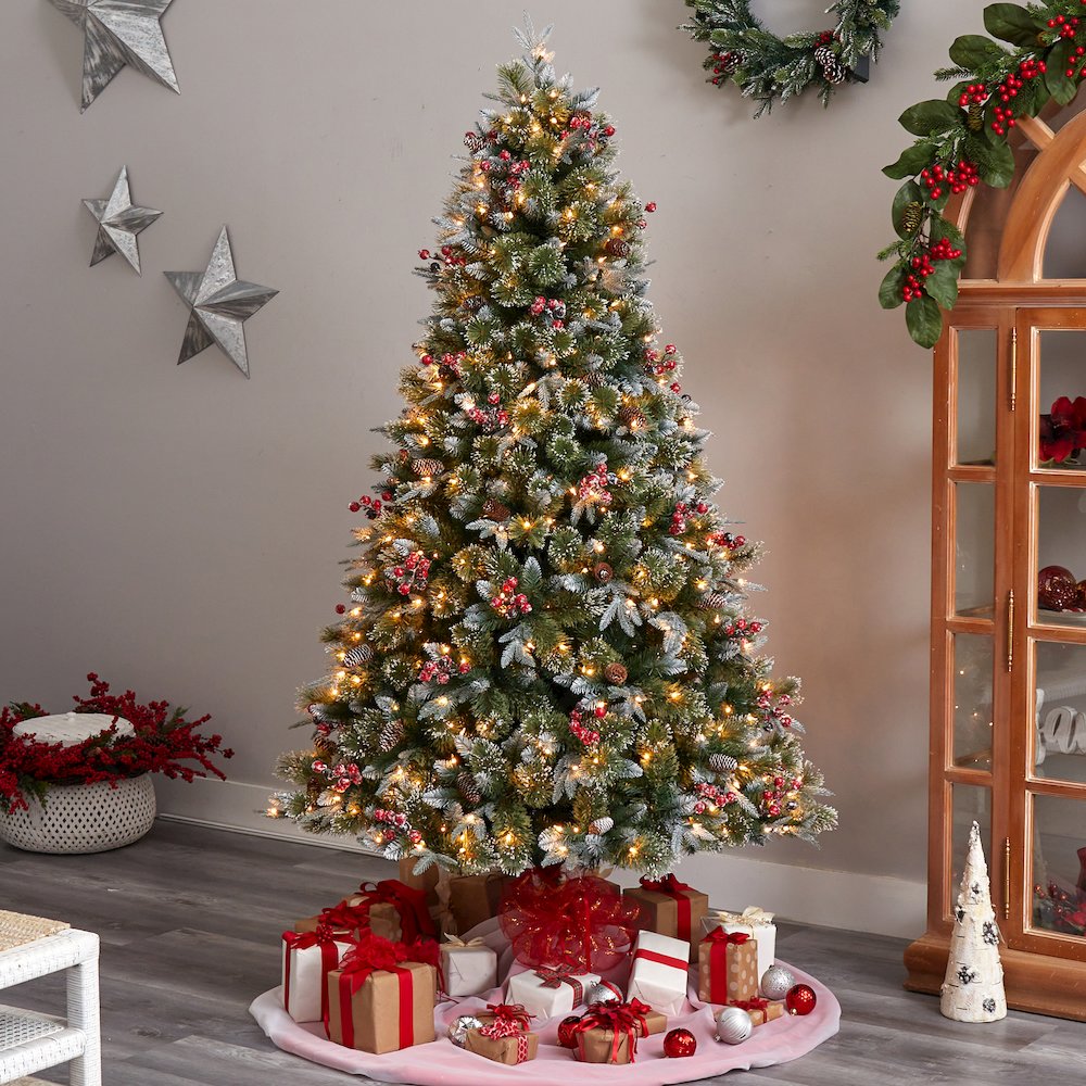 7.5ft. Snow Tipped Aspen Spruce Pre-Lit Christmas Tree with 450 LED lights. Picture 7