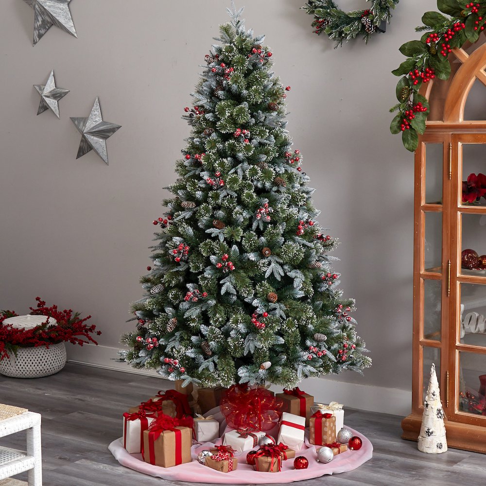 7.5ft. Snow Tipped Aspen Spruce Pre-Lit Christmas Tree with 450 LED lights. Picture 8
