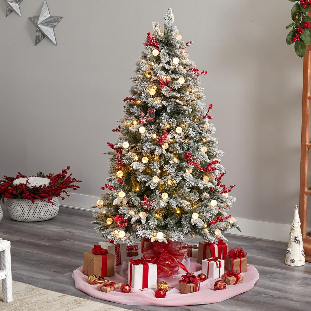 6ft. Snow Tipped Norwegian Christmas Tree with LED Lights. Picture 10