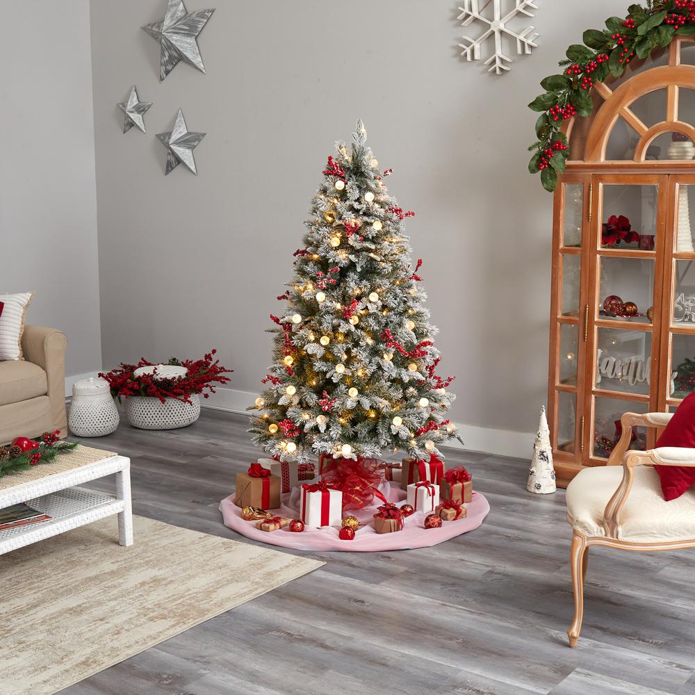 6ft. Snow Tipped Norwegian Christmas Tree with LED Lights. Picture 8