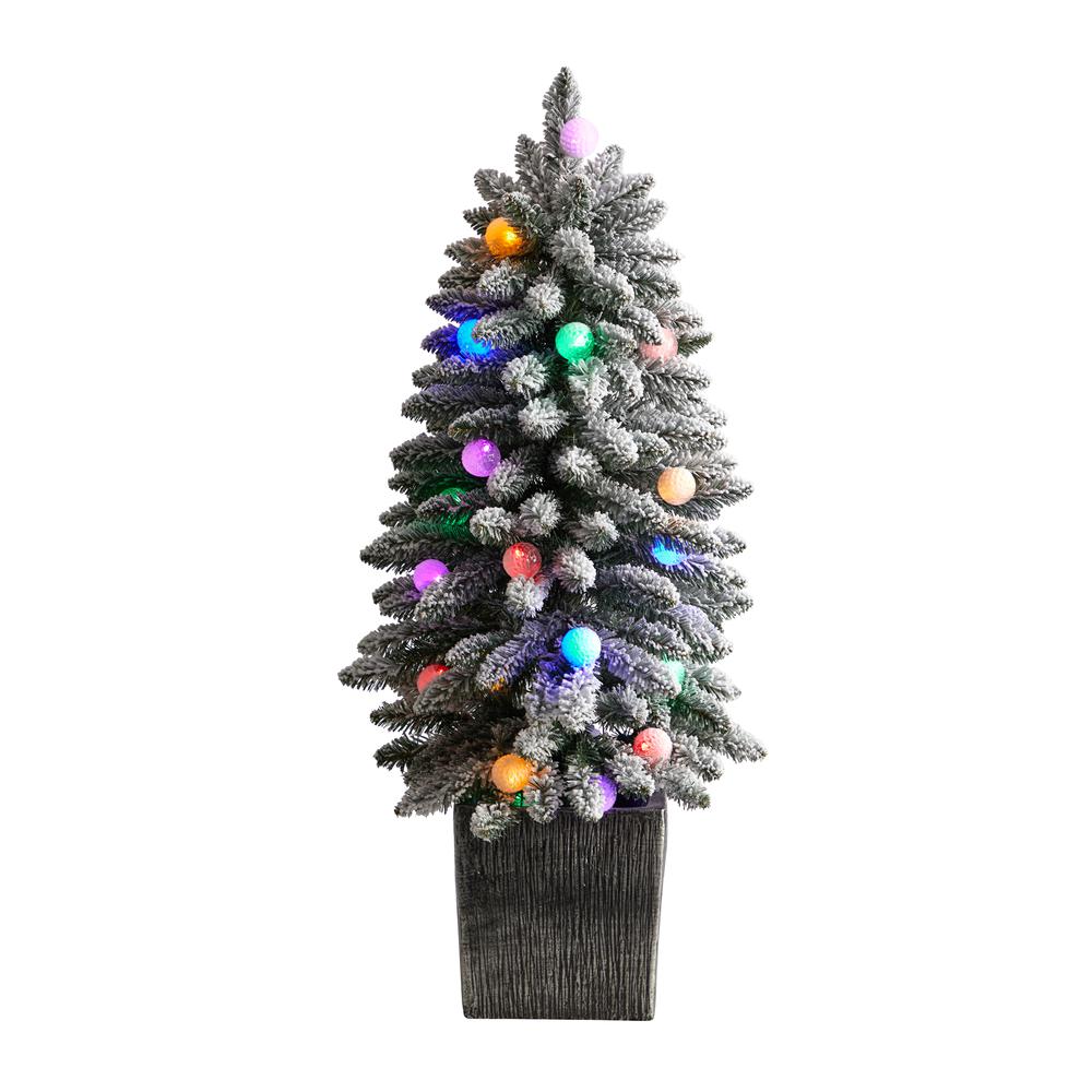 Flocked Highland Fir Artificial Christmas Tree with 127 Bendable Branches. Picture 1