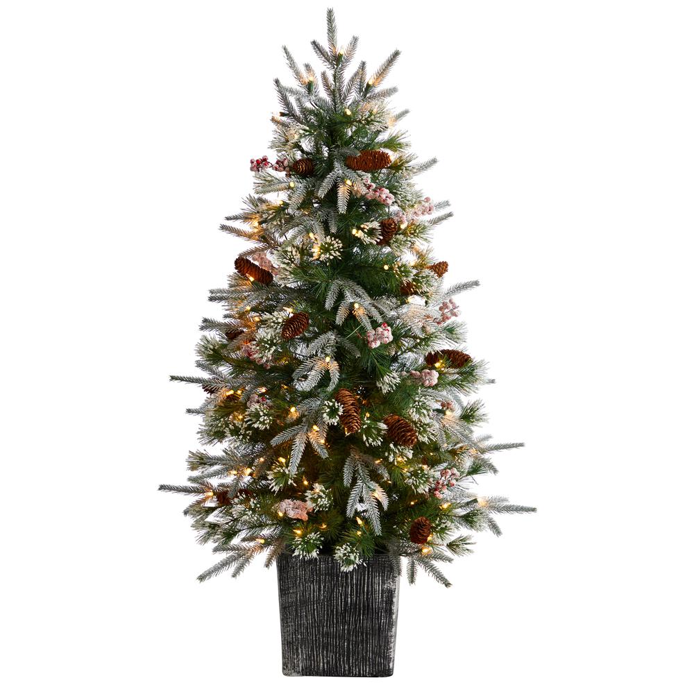 Frosted Artificial Christmas Tree Pre-Lit with 105 LED lights. Picture 1