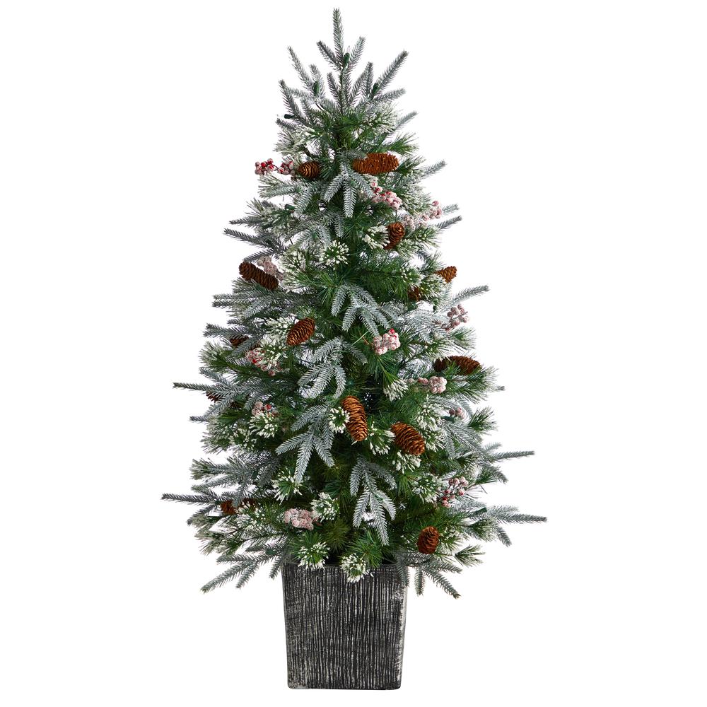 Frosted Artificial Christmas Tree Pre-Lit with 105 LED lights. Picture 3