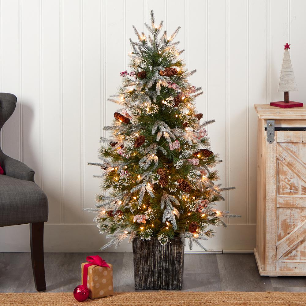 Frosted Artificial Christmas Tree Pre-Lit with 105 LED lights. Picture 7