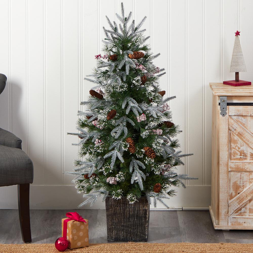 Frosted Artificial Christmas Tree Pre-Lit with 105 LED lights. Picture 8