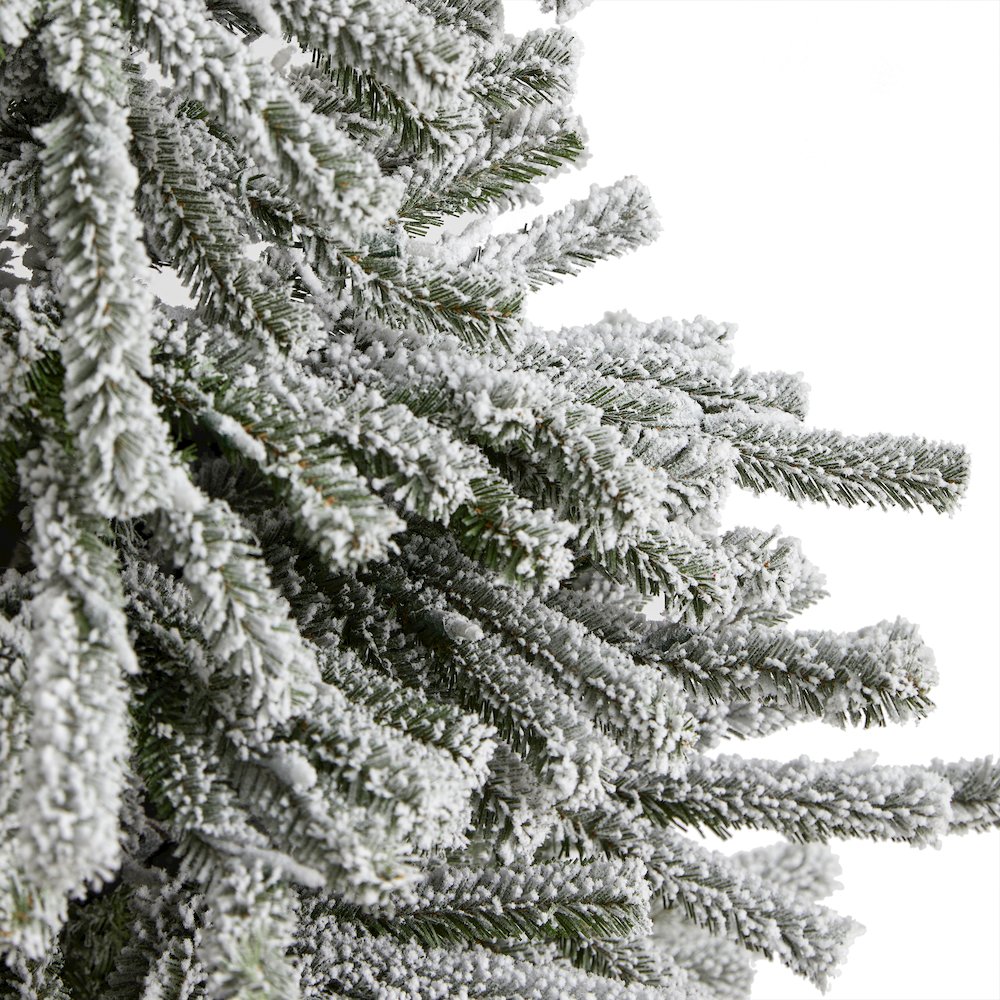 6ft. Flocked Long Vermont Pine Christmas Tree and 250 LEDs in Decorative Planter. Picture 5