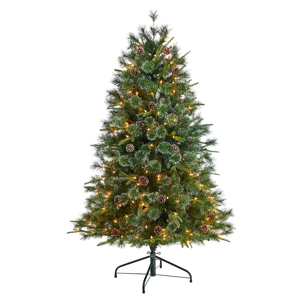 4ft. Snowed Tipped Clermont Mixed Pine Christmas Tree with 200 Clear Lights. Picture 1
