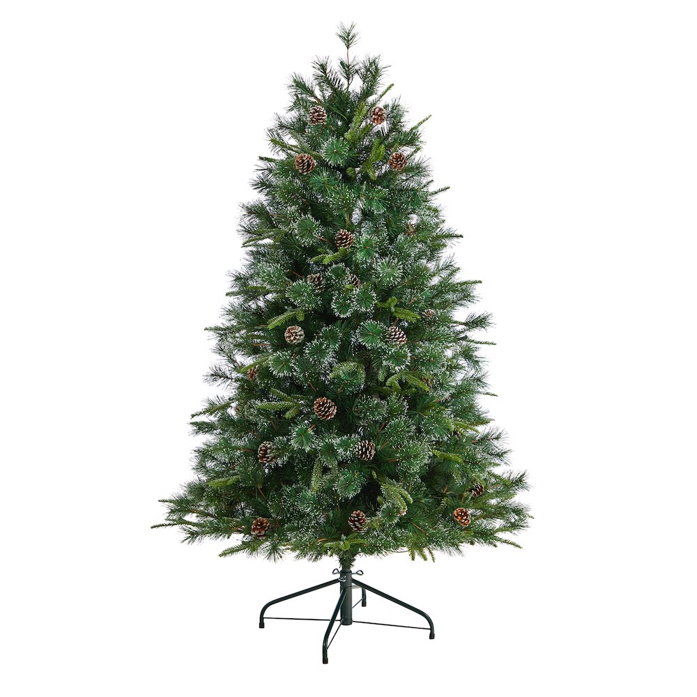 4ft. Snowed Tipped Clermont Mixed Pine Christmas Tree with 200 Clear Lights. Picture 3
