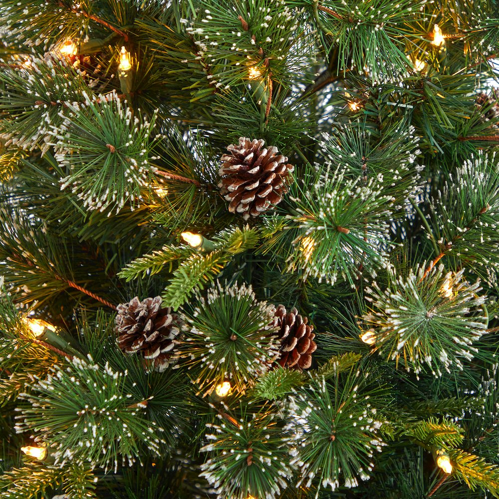 4ft. Snowed Tipped Clermont Mixed Pine Christmas Tree with 200 Clear Lights. Picture 4
