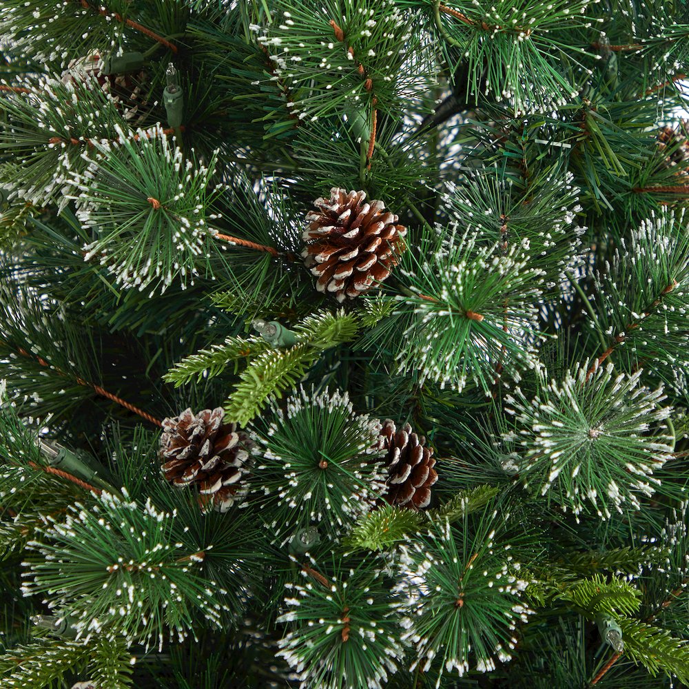 4ft. Snowed Tipped Clermont Mixed Pine Christmas Tree with 200 Clear Lights. Picture 5