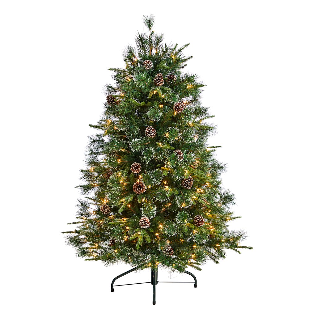 5ft. Snowed Tipped Clermont Mixed Pine Christmas Tree with 250 Clear Lights. Picture 1