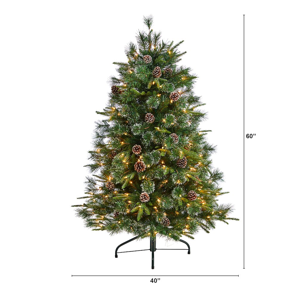 5ft. Snowed Tipped Clermont Mixed Pine Christmas Tree with 250 Clear Lights. Picture 2
