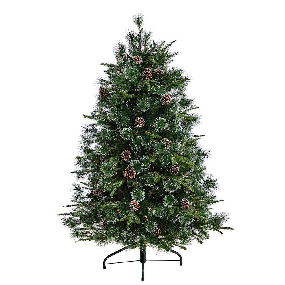 5ft. Snowed Tipped Clermont Mixed Pine Christmas Tree with 250 Clear Lights. Picture 3