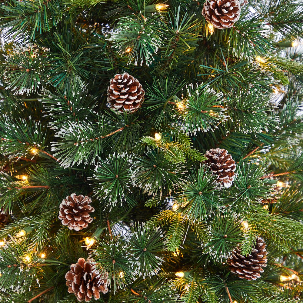 5ft. Snowed Tipped Clermont Mixed Pine Christmas Tree with 250 Clear Lights. Picture 4