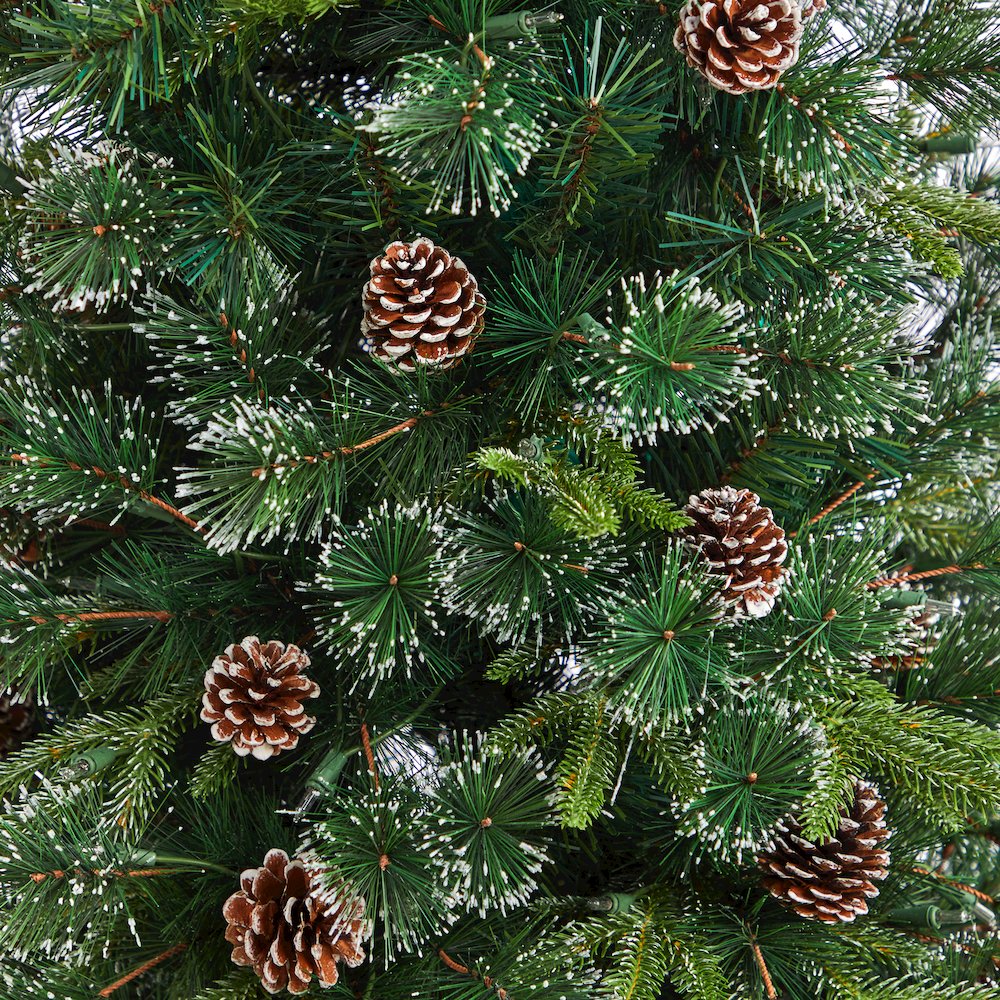 5ft. Snowed Tipped Clermont Mixed Pine Christmas Tree with 250 Clear Lights. Picture 5