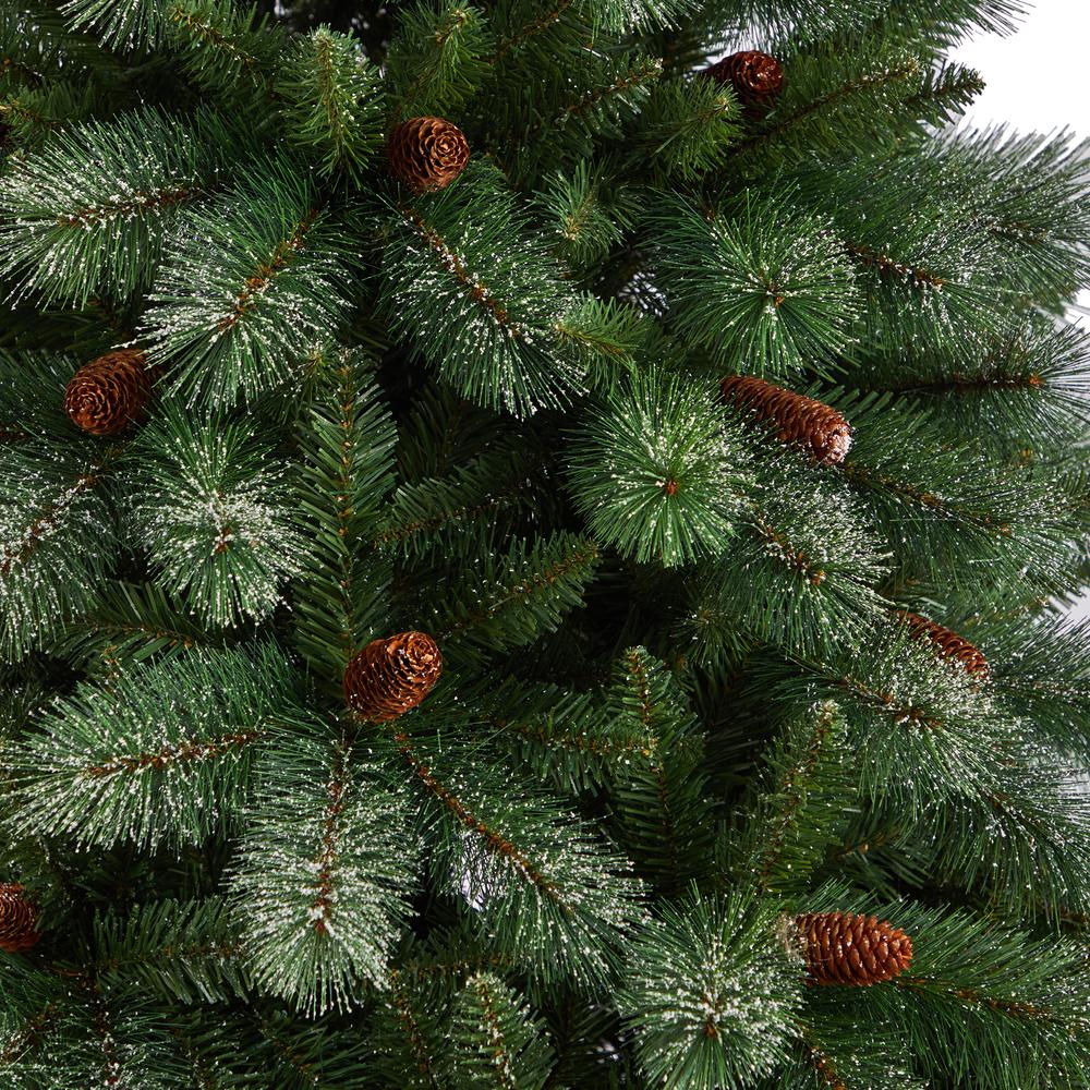 Snowed French Alps Mountain Pine Artificial Christmas Tree. Picture 3
